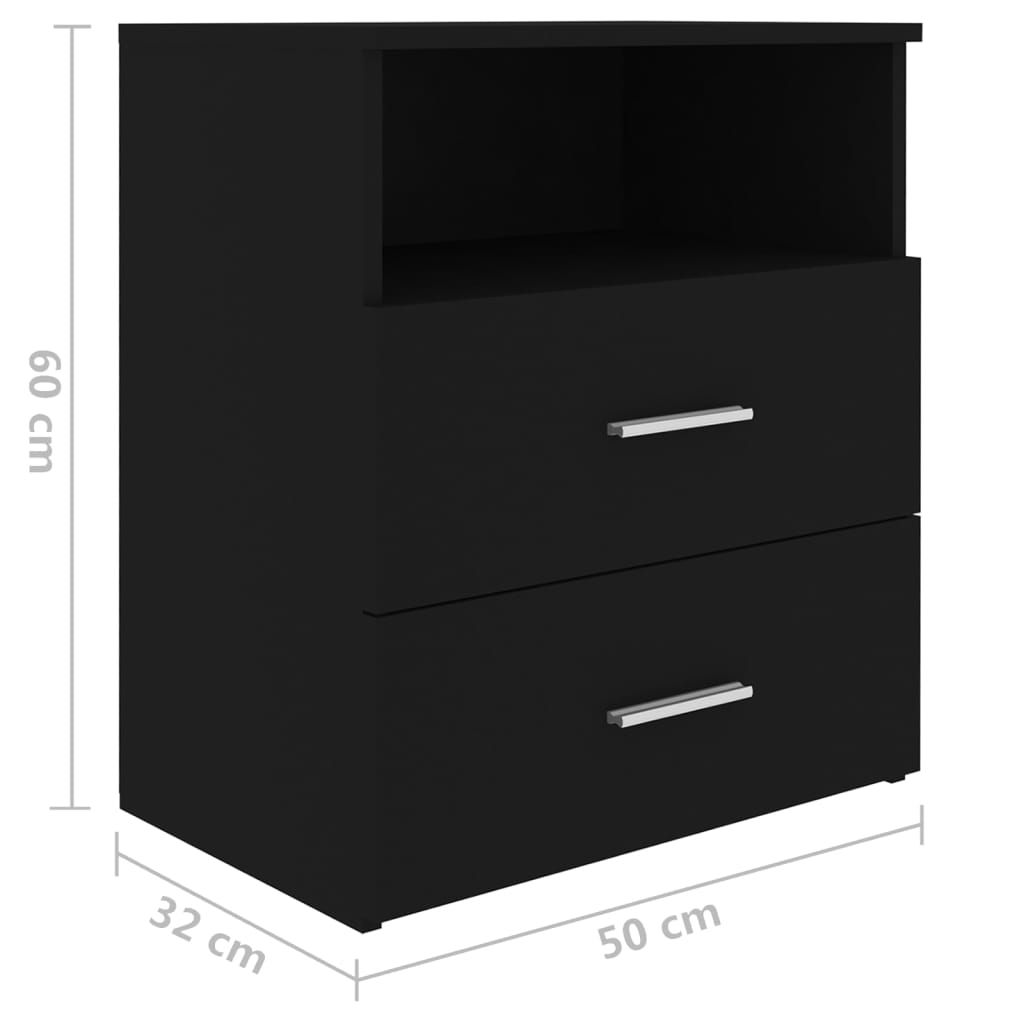 vidaXL Bed Cabinets 2 pcs Black 50x32x60 cm