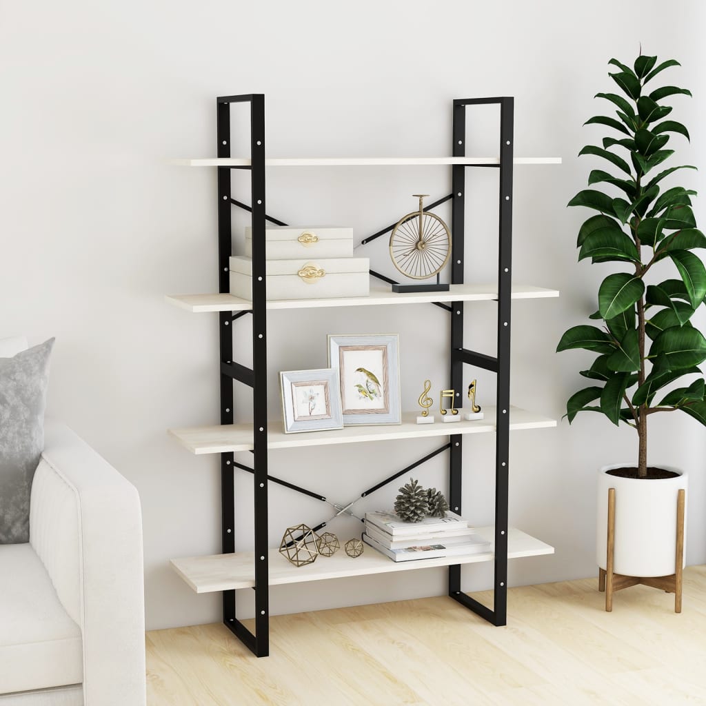 vidaXL 4-Tier Book Cabinet White 100x30x140 cm Solid Pine Wood