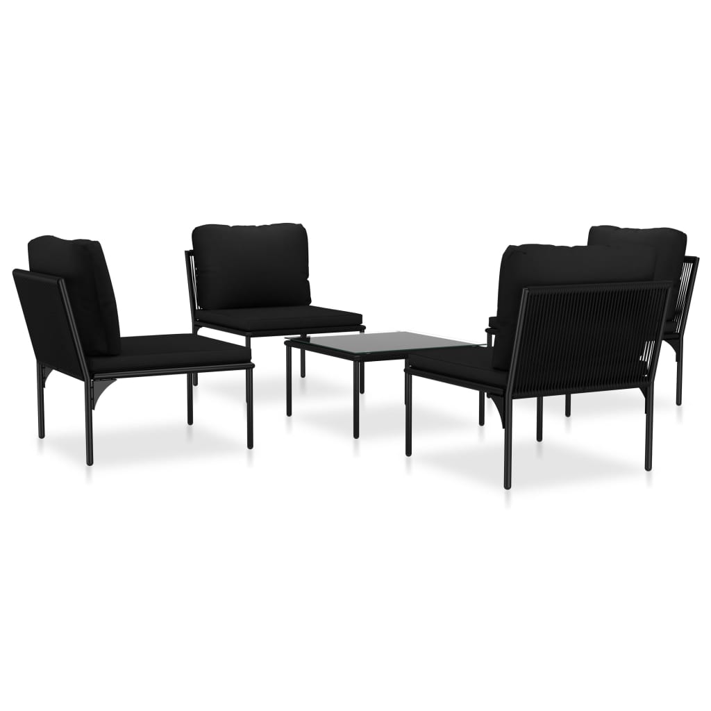 vidaXL 5 Piece Garden Lounge Set with Cushions Black PVC