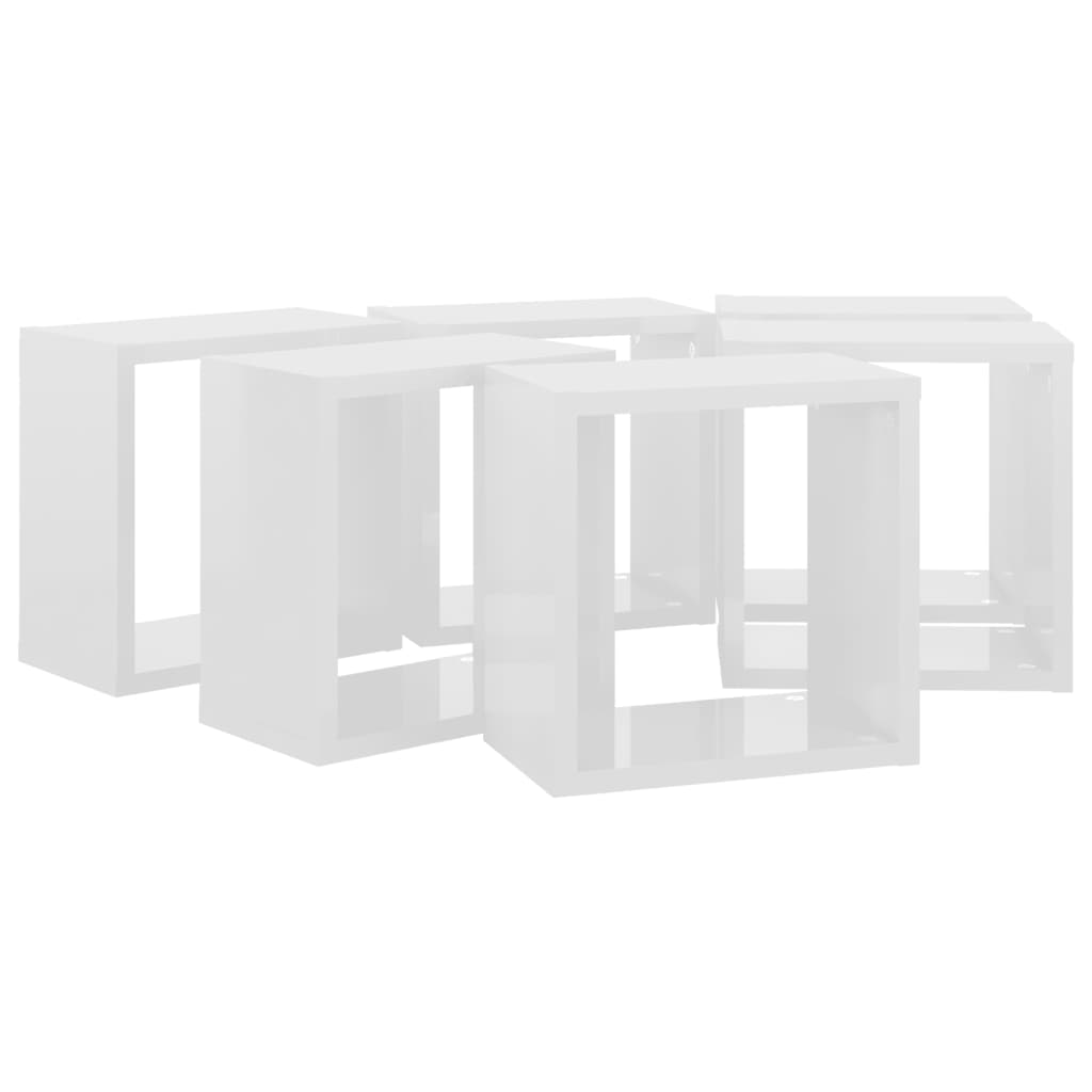 vidaXL Wall Cube Shelves 6 pcs High Gloss White 26x15x26 cm