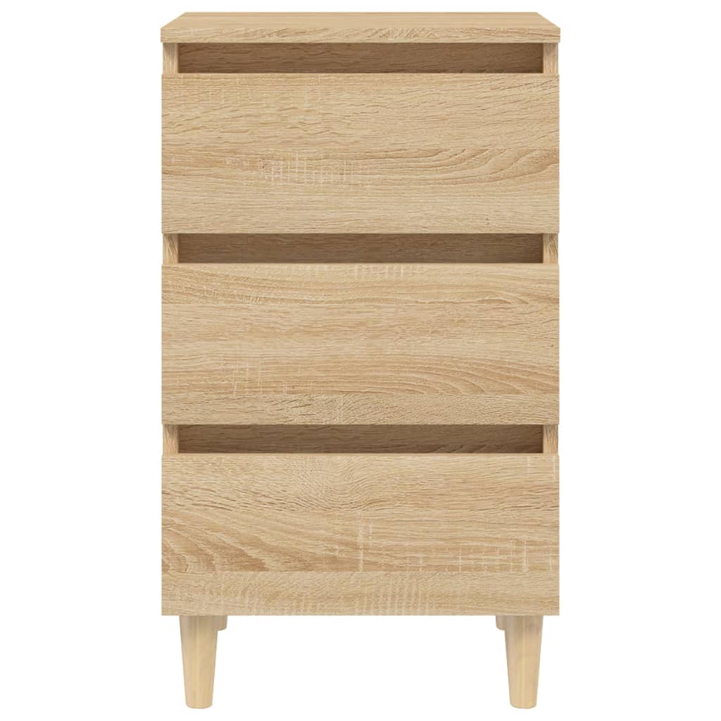 vidaXL Bed Cabinet with Solid Wood Legs Sonoma Oak 40x35x69 cm