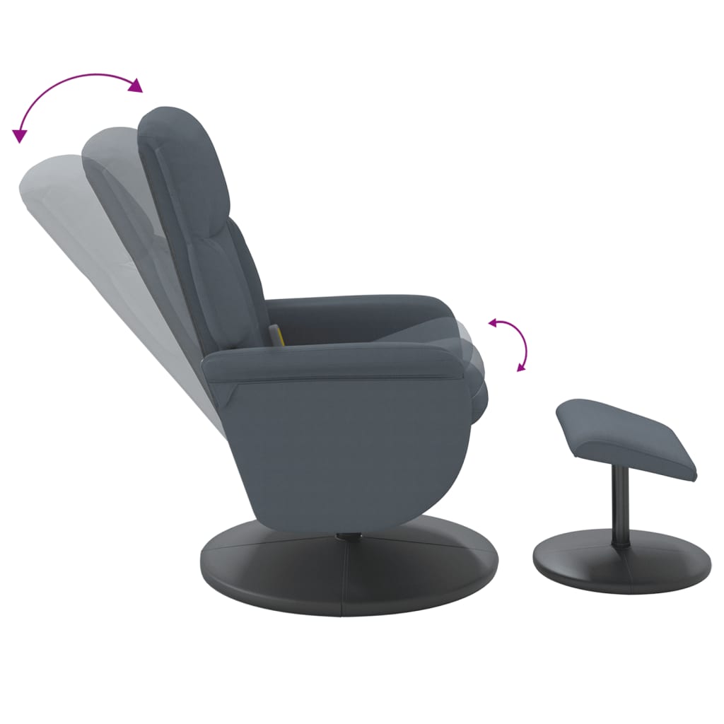 vidaXL Massage Recliner Chair with Footstool Dark Grey Velvet