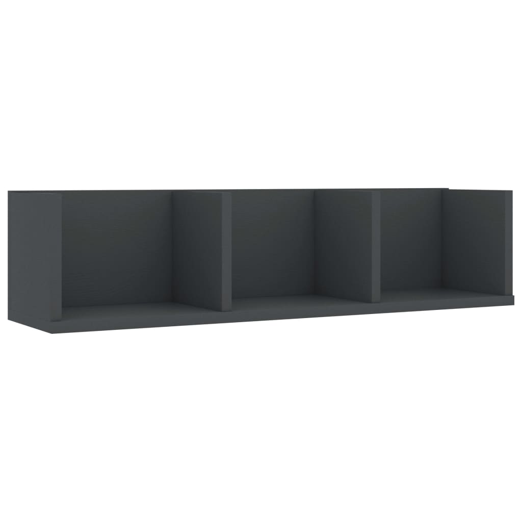 vidaXL CD Wall Shelf Grey 75x18x18 cm Engineered Wood