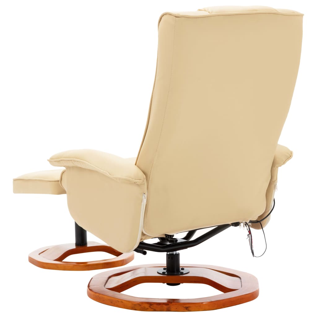 vidaXL Massage Chair with Footstool Cream Faux Leather