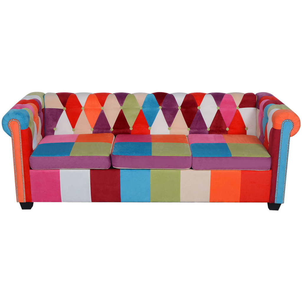 vidaXL Chesterfield Sofa 3-Seater Fabric