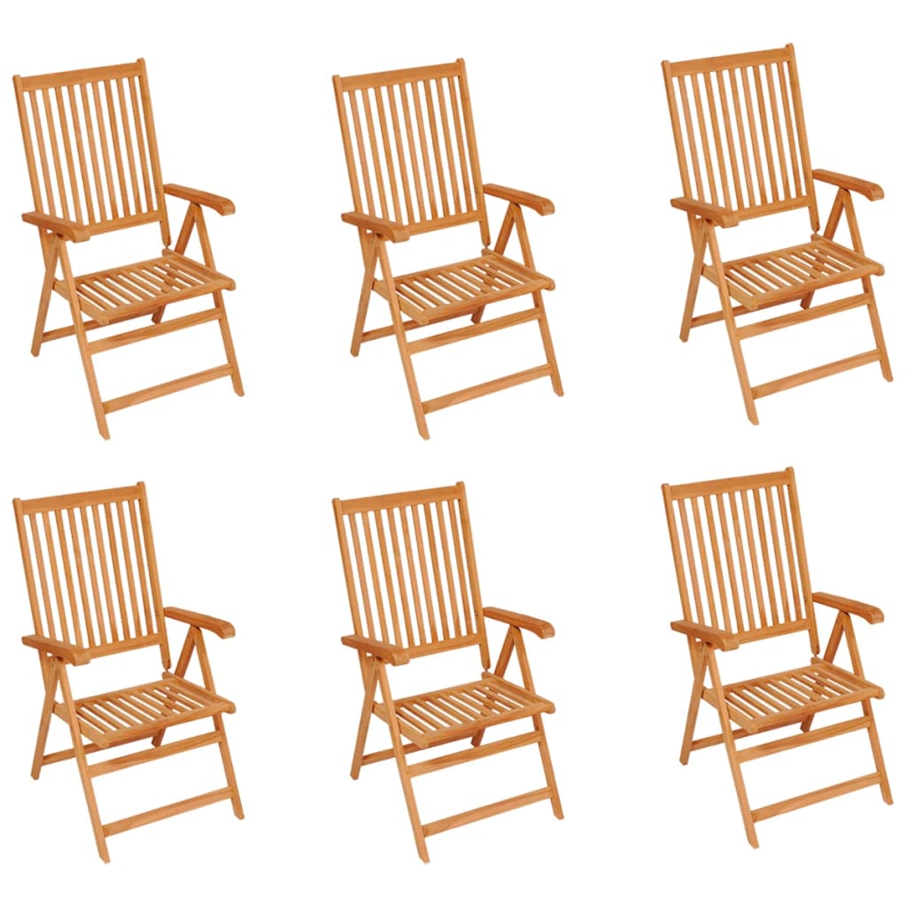 vidaXL Garden Chairs 6 pcs with Blue Cushions Solid Teak Wood