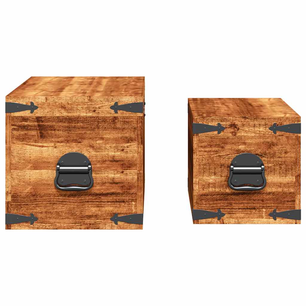 vidaXL Storage Chest Set 2 Pieces Rough Mango Wood