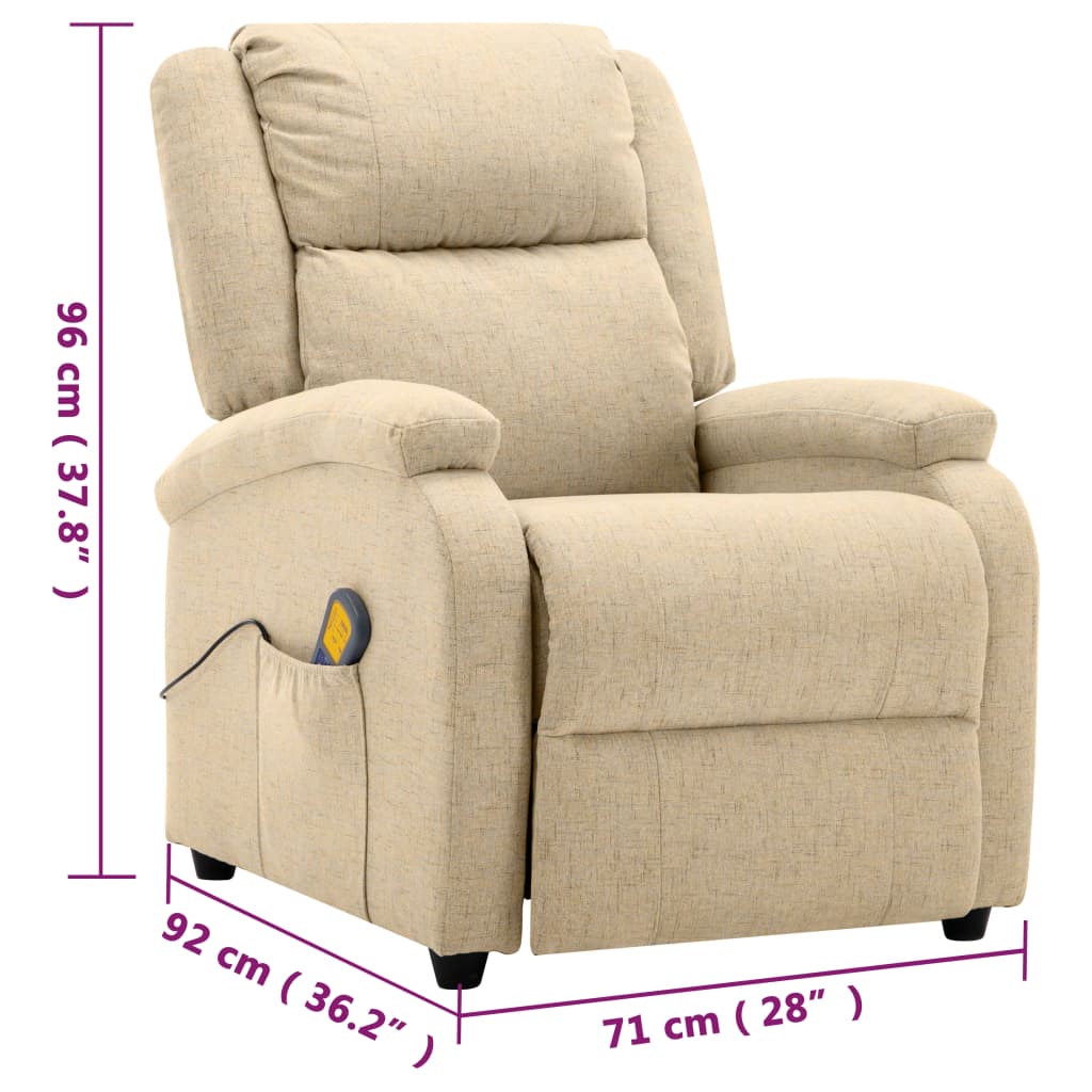vidaXL Electric Massage Chair Cream Fabric