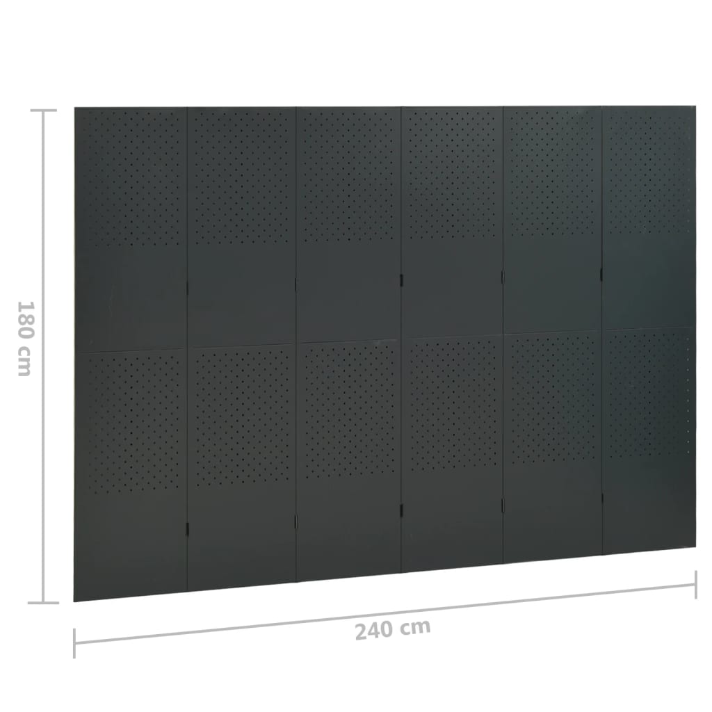 vidaXL 6-Panel Room Dividers 2 pcs Anthracite 240x180 cm Steel