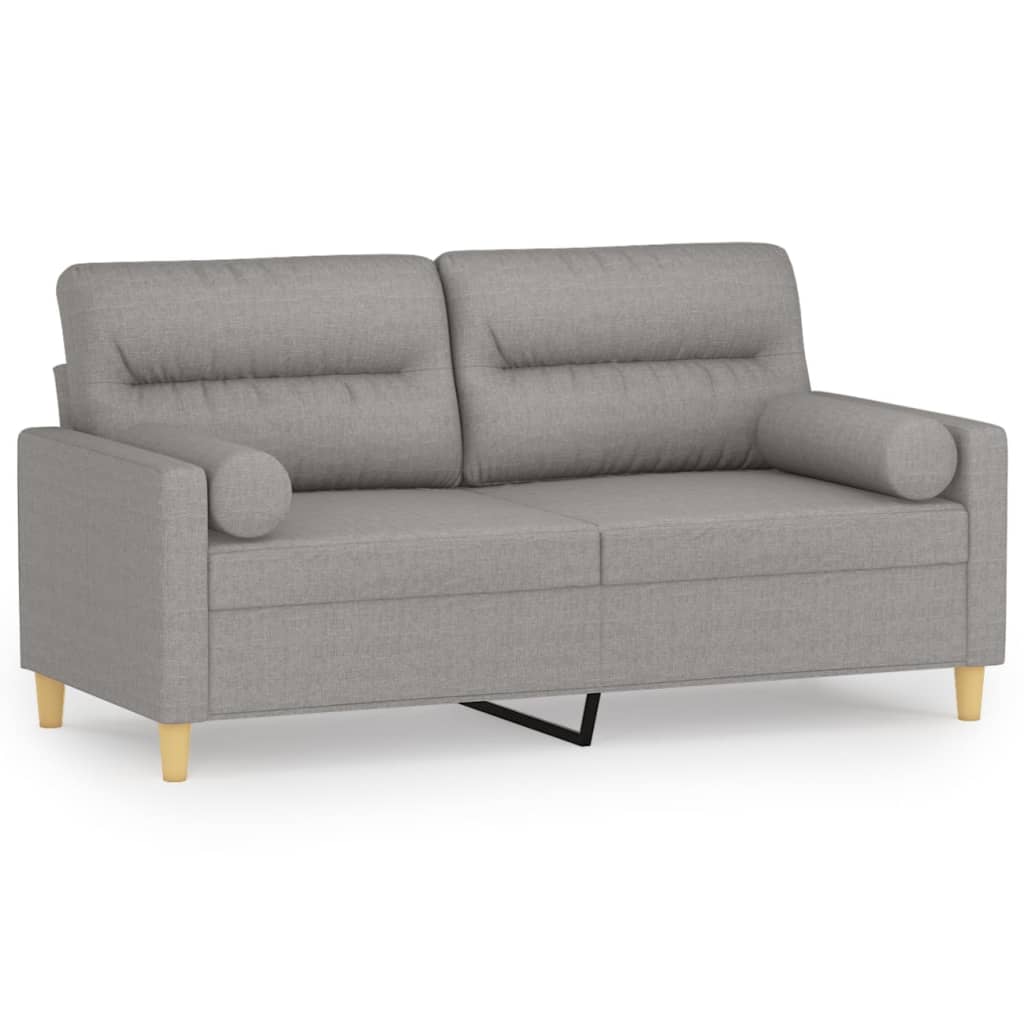 vidaXL 2-Seater Sofa with Pillows&Cushions Light Grey 140 cm Fabric