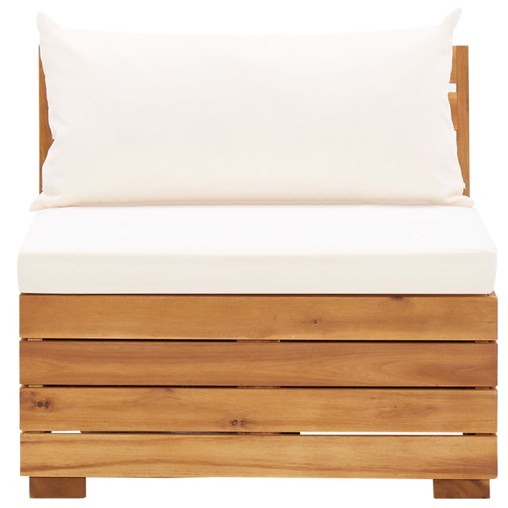 vidaXL 5 Piece Garden Lounge Set with Cushions Acacia Wood Cream White