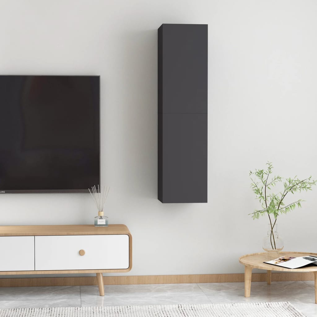 vidaXL TV Cabinets 2 pcs Grey 30.5x30x60 cm Engineered Wood