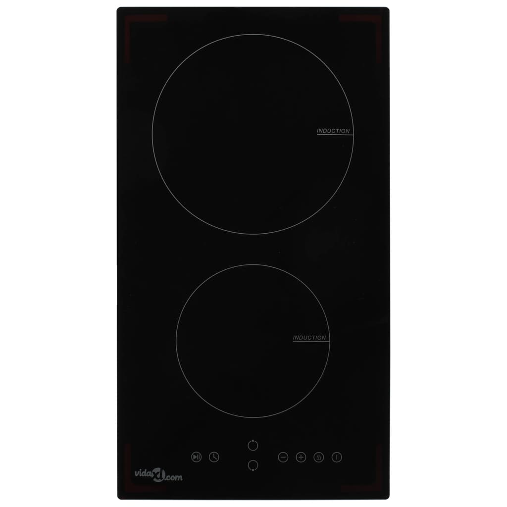 vidaXL Induction Hob with 2 Burners Touch Control Glass 3500 W