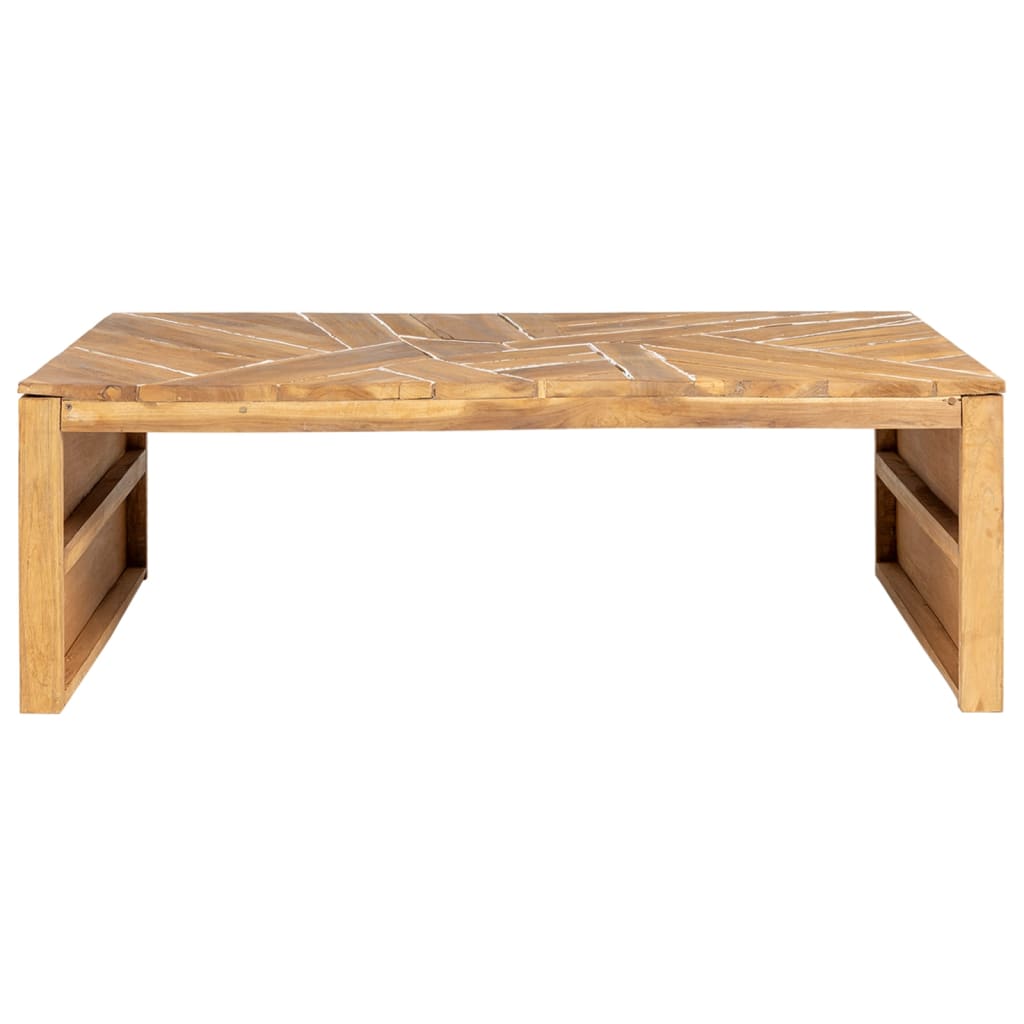 vidaXL Coffee Table Erosion Solid Teak Wood 110x60x38 cm