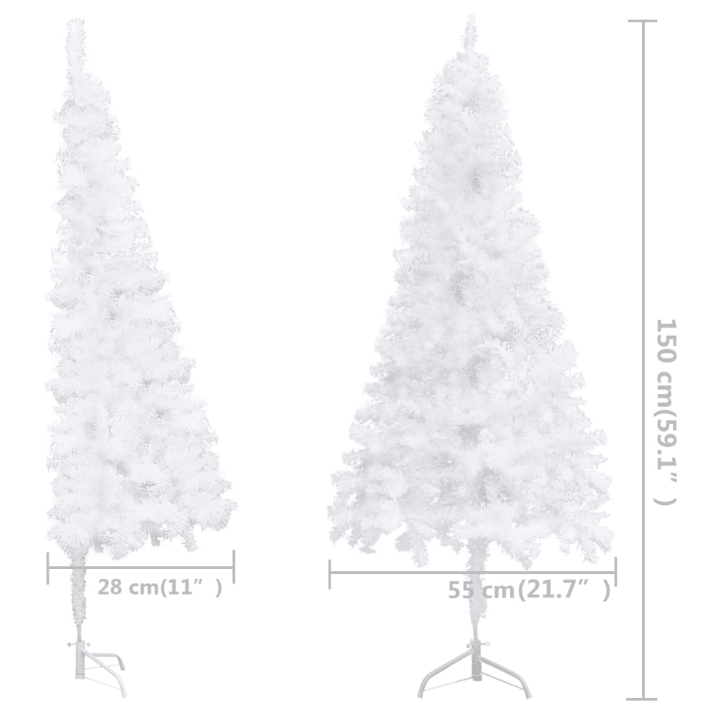 vidaXL Corner Artificial Christmas Tree White 150 cm PVC