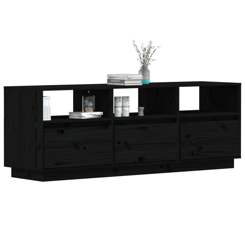 vidaXL TV Cabinet Black 140x37x50 cm Solid Wood Pine