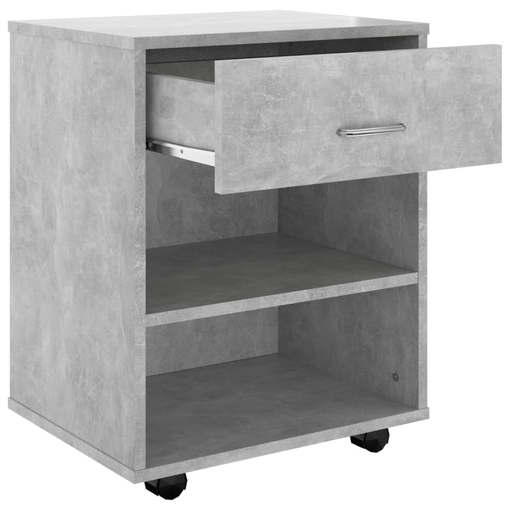 vidaXL Rolling Cabinet Concrete Grey 46x36x59 cm Engineered Wood