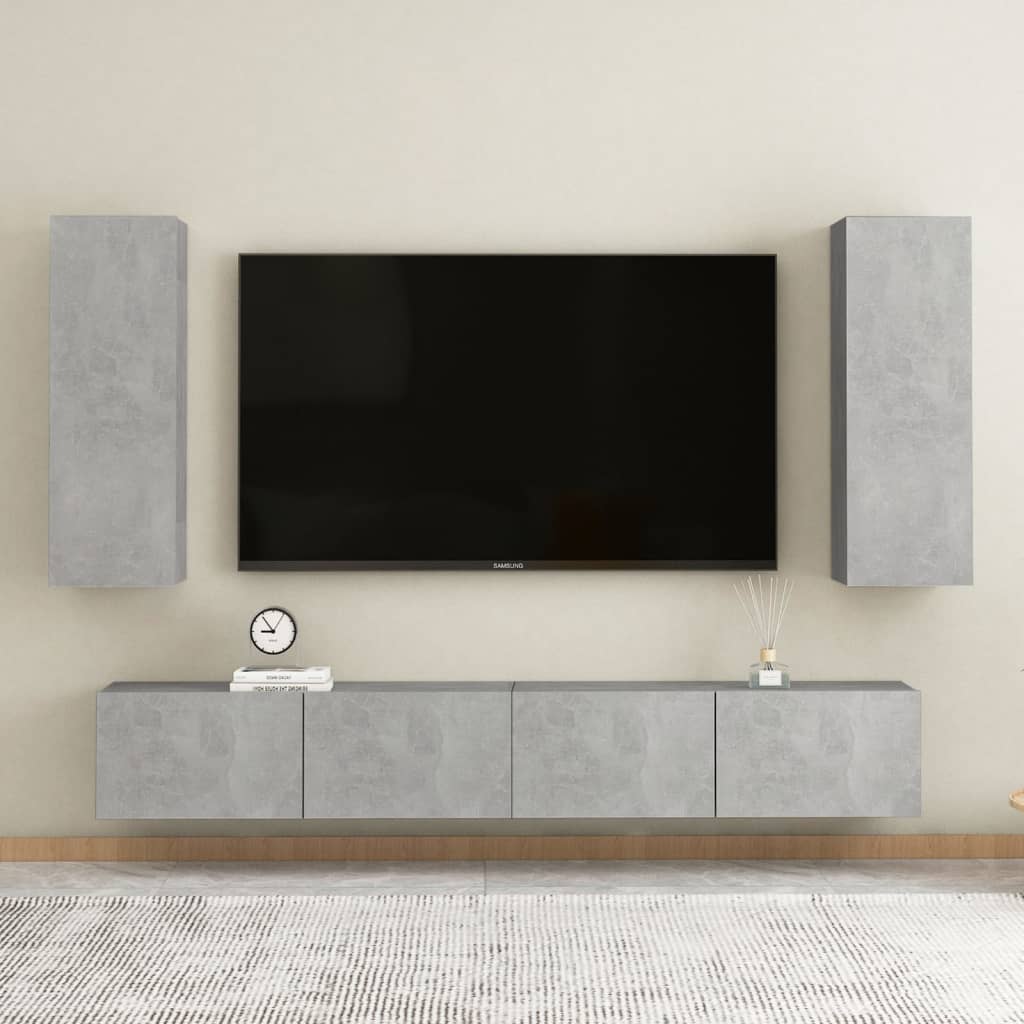 vidaXL TV Cabinets 2 pcs Concrete Grey 30.5x30x90 cm Engineered Wood