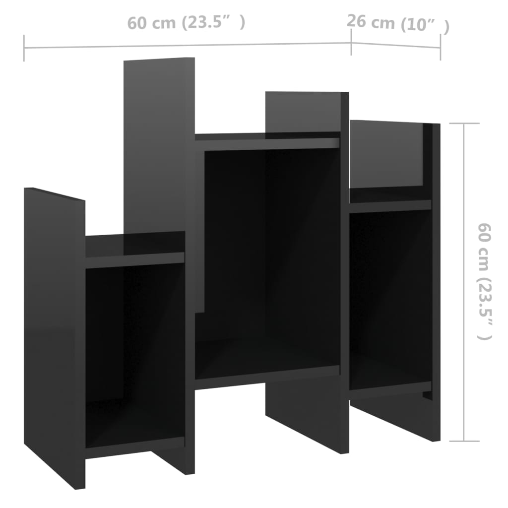 vidaXL Side Cabinet High Gloss Black 60x26x60 cm Engineered Wood