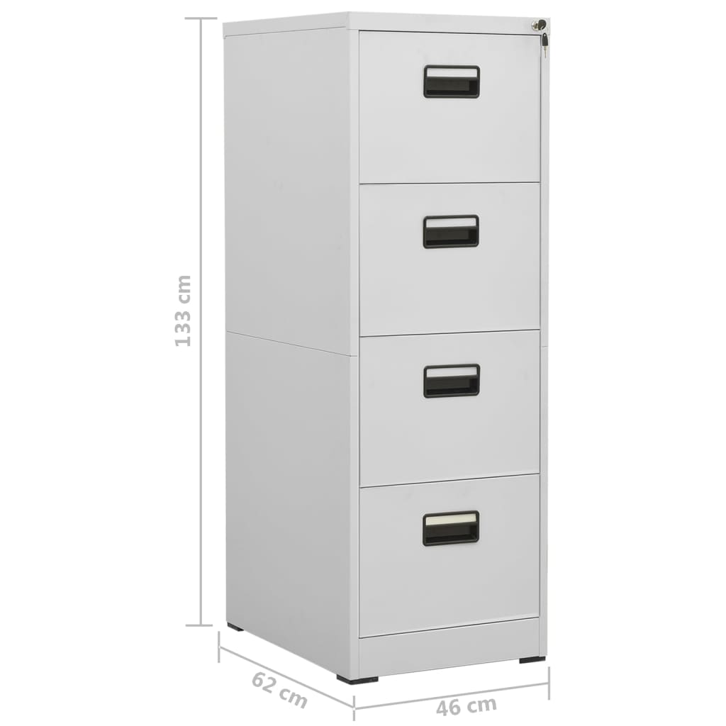 vidaXL Filing Cabinet Light Grey 46x62x133 cm Steel