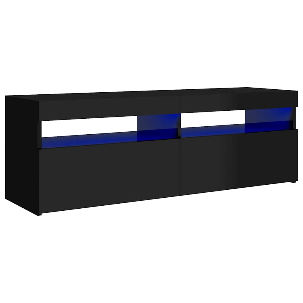 vidaXL TV with LED Lights High Gloss Black 120x35x40 cm