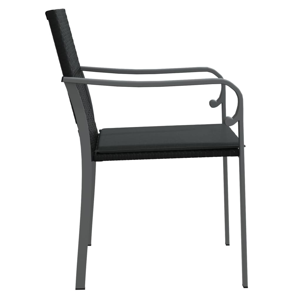 vidaXL Garden Chairs with Cushions 6 pcs Black 56x59x84 cm Poly Rattan
