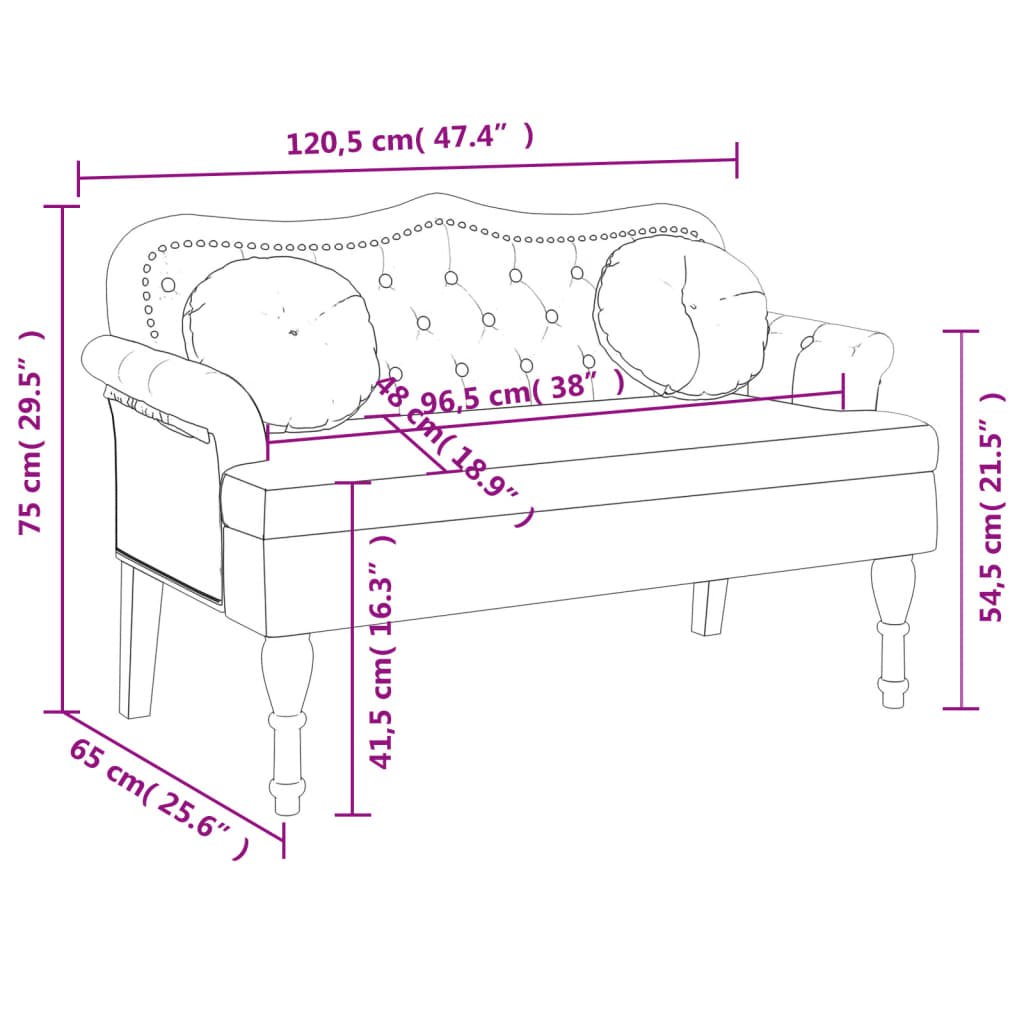 vidaXL Bench with Cushions Dark Grey 120.5x65x75 cm Velvet
