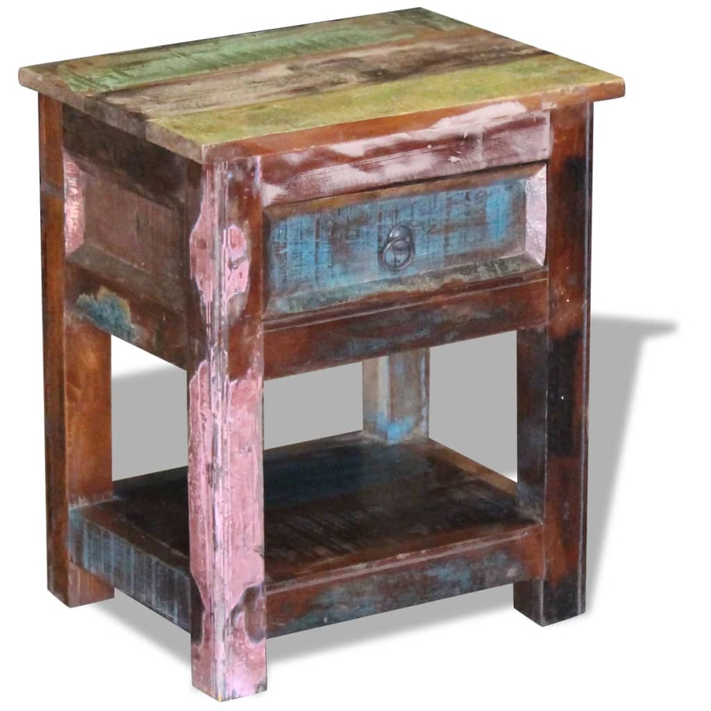 vidaXL Side Table with 1 Drawer Solid Reclaimed Wood 43x33x51 cm
