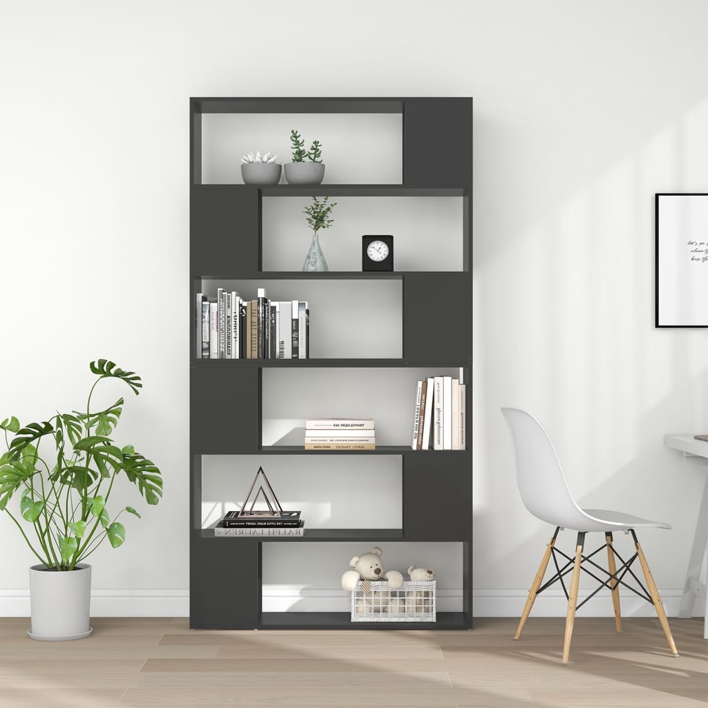 vidaXL Book Cabinet Room Divider Grey 100x24x188 cm