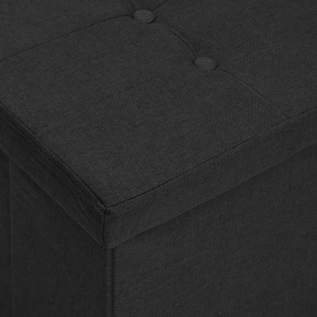 vidaXL Folding Storage Bench Black Faux Linen