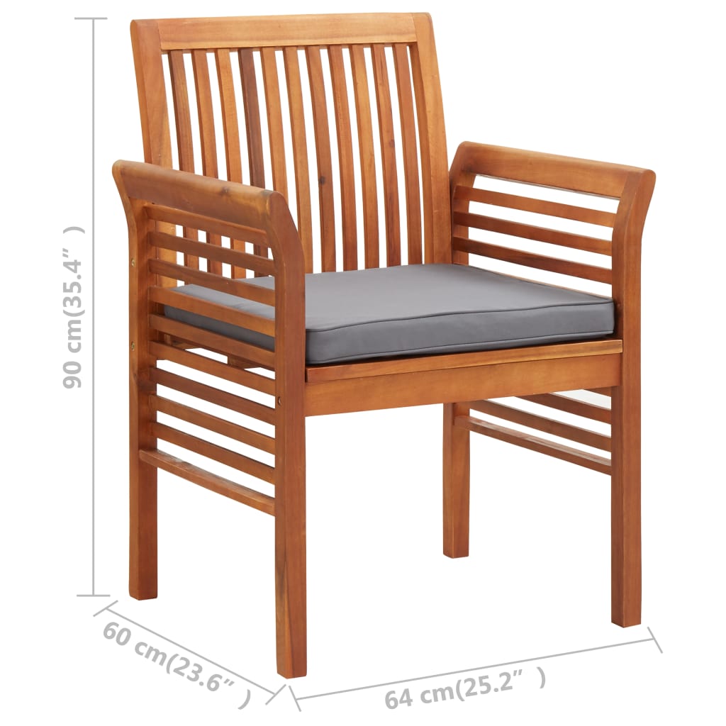 vidaXL Garden Dining Chair with Cushion Solid Acacia Wood