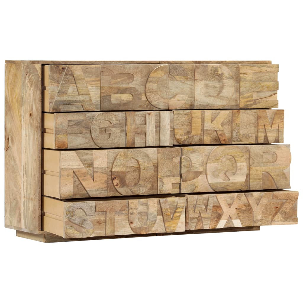 vidaXL Alphabet Cabinet with 6 Drawers 120x35x79 cm Solid Mango Wood