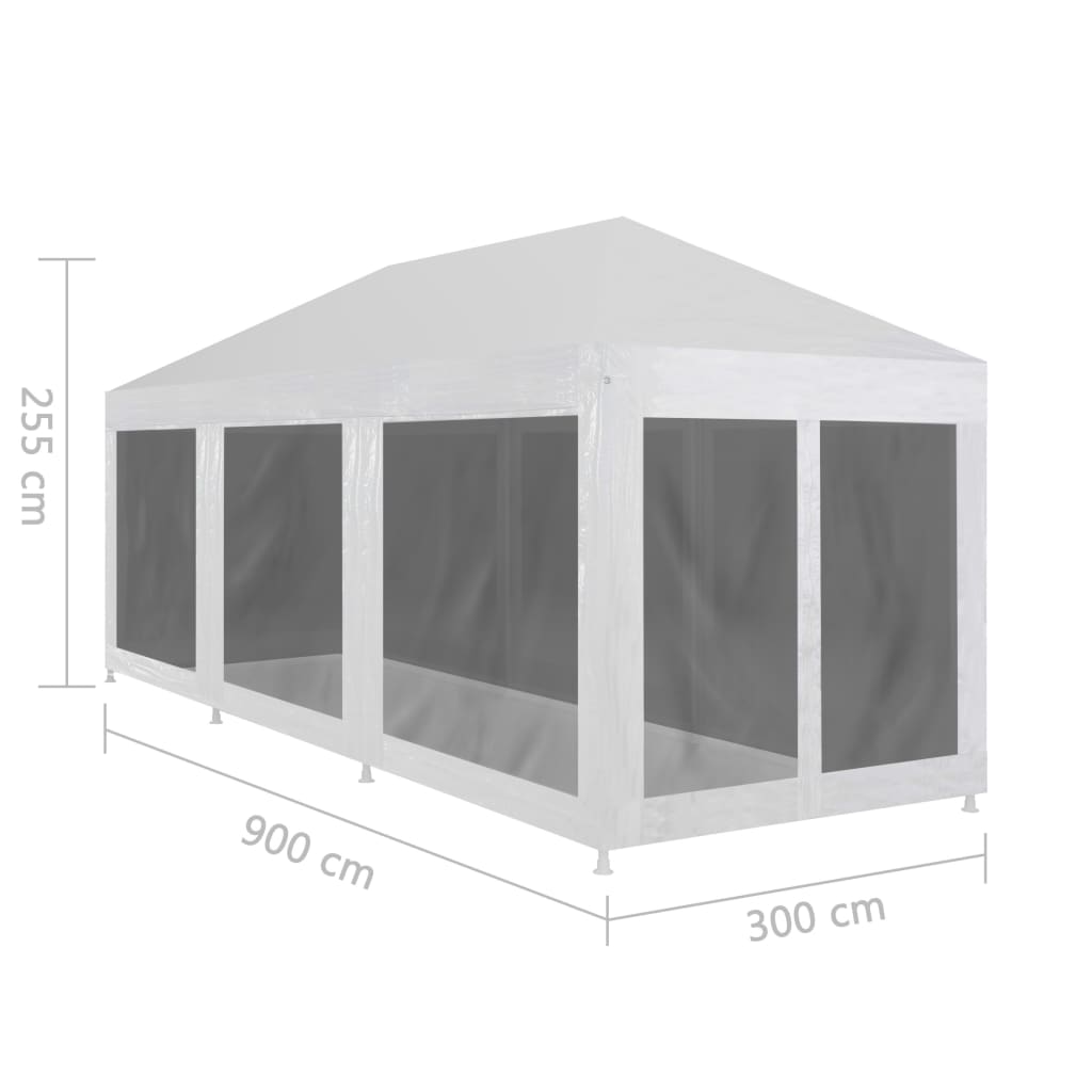 vidaXL Party Tent with 8 Mesh Sidewalls 9x3 m