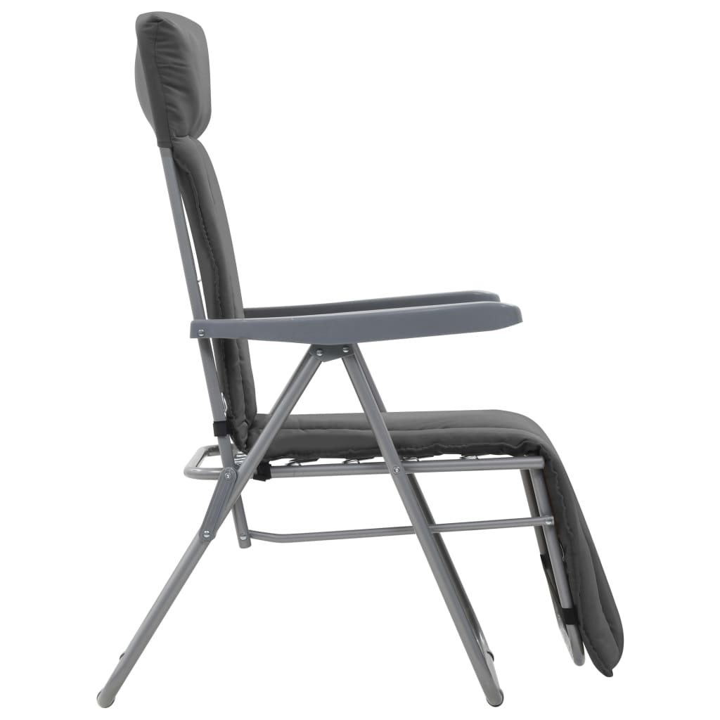 vidaXL Folding Garden Chairs with Cushions 2 pcs Grey