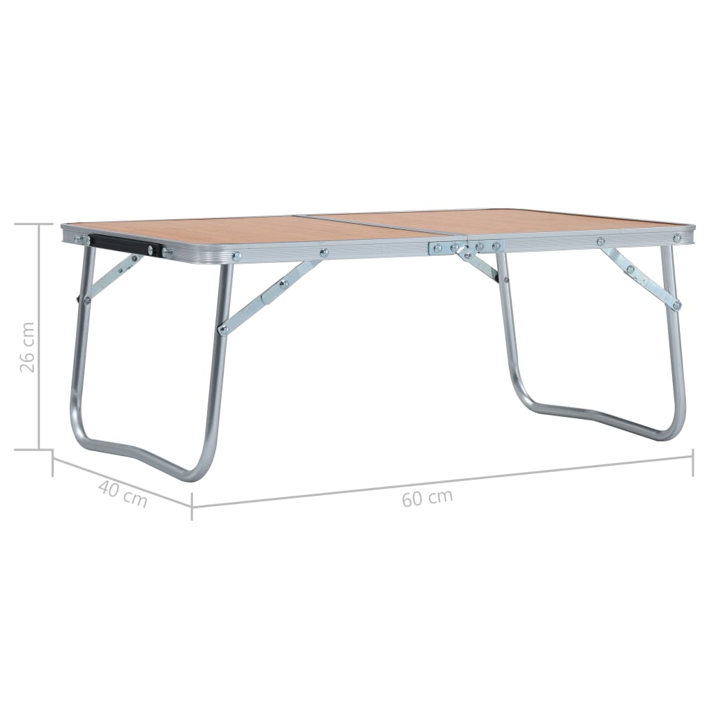 vidaXL Folding Camping Table Brown Aluminium 60x40 cm
