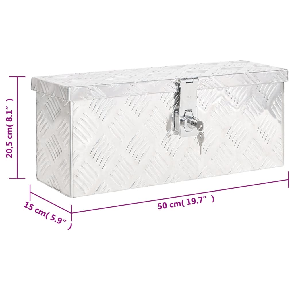vidaXL Storage Box Silver 50x15x20.5 Aluminium