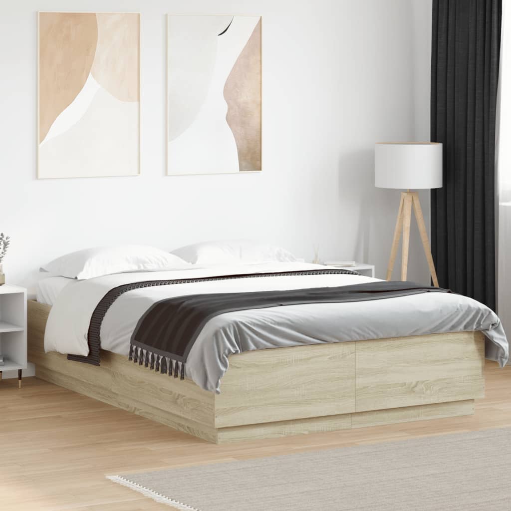 vidaXL Bed Frame Sonoma Oak 150x200 cm King Size Engineered Wood