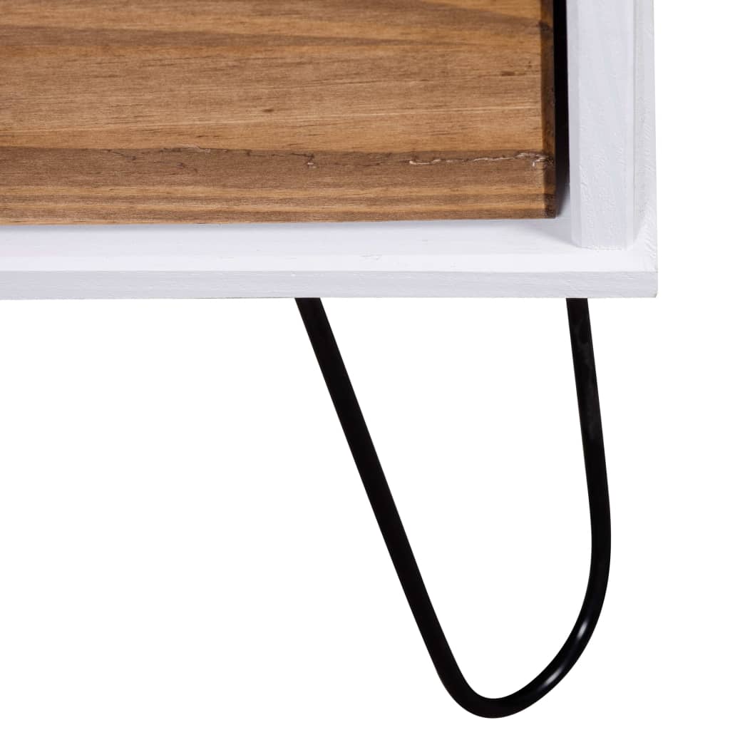 vidaXL Drawer Cabinet Light Wood and White 45x39.5x90.3 cm Pine Wood