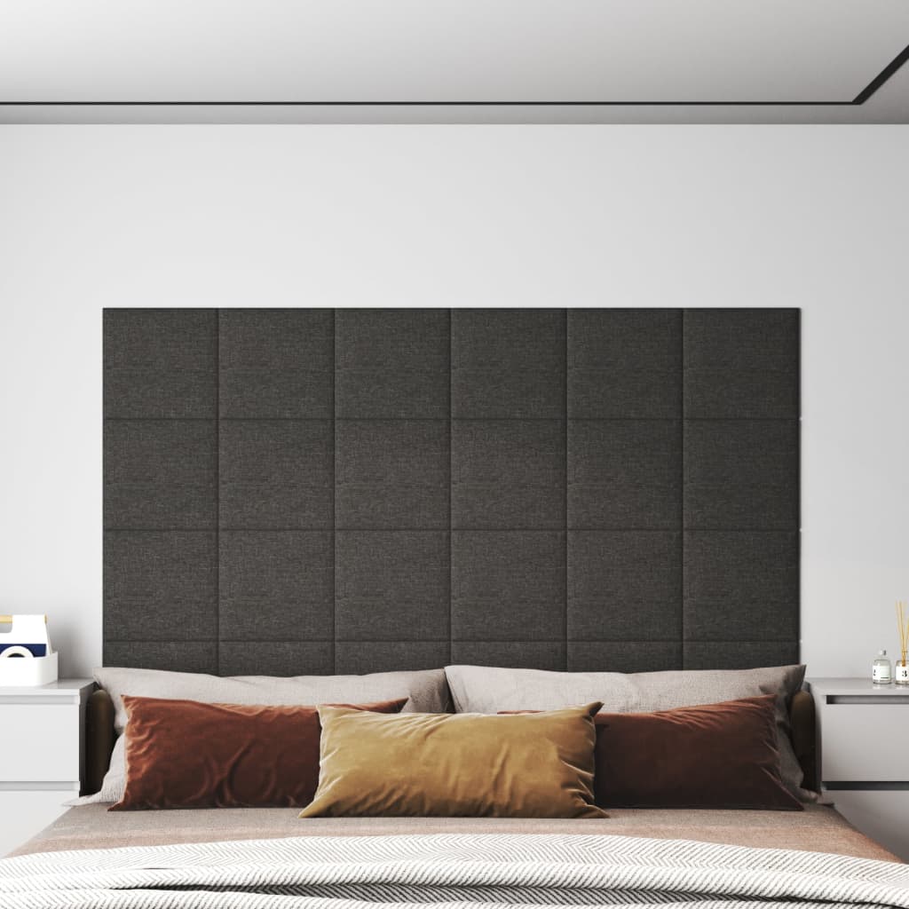 vidaXL Wall Panels 12 pcs Dark Grey 30x30 cm Fabric 1.08 m²