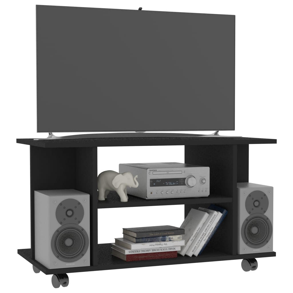 vidaXL TV Cabinet with Castors Black 80x40x45 cm Engineered Wood