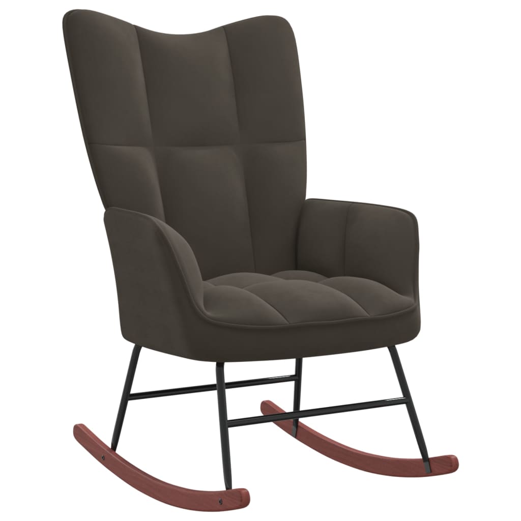 vidaXL Rocking Chair with a Stool Dark Grey Velvet