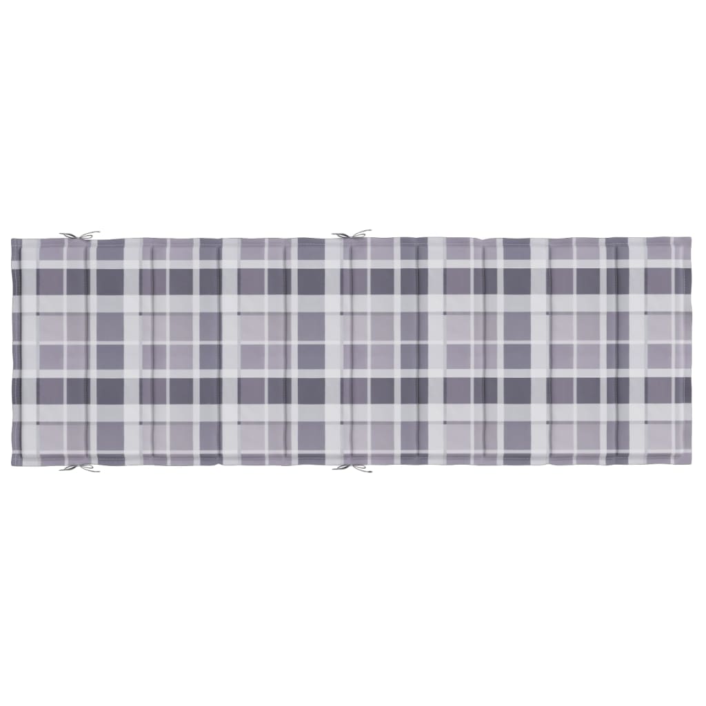 vidaXL Sun Lounger Cushion Grey Check Pattern 186x58x3cm Oxford Fabric