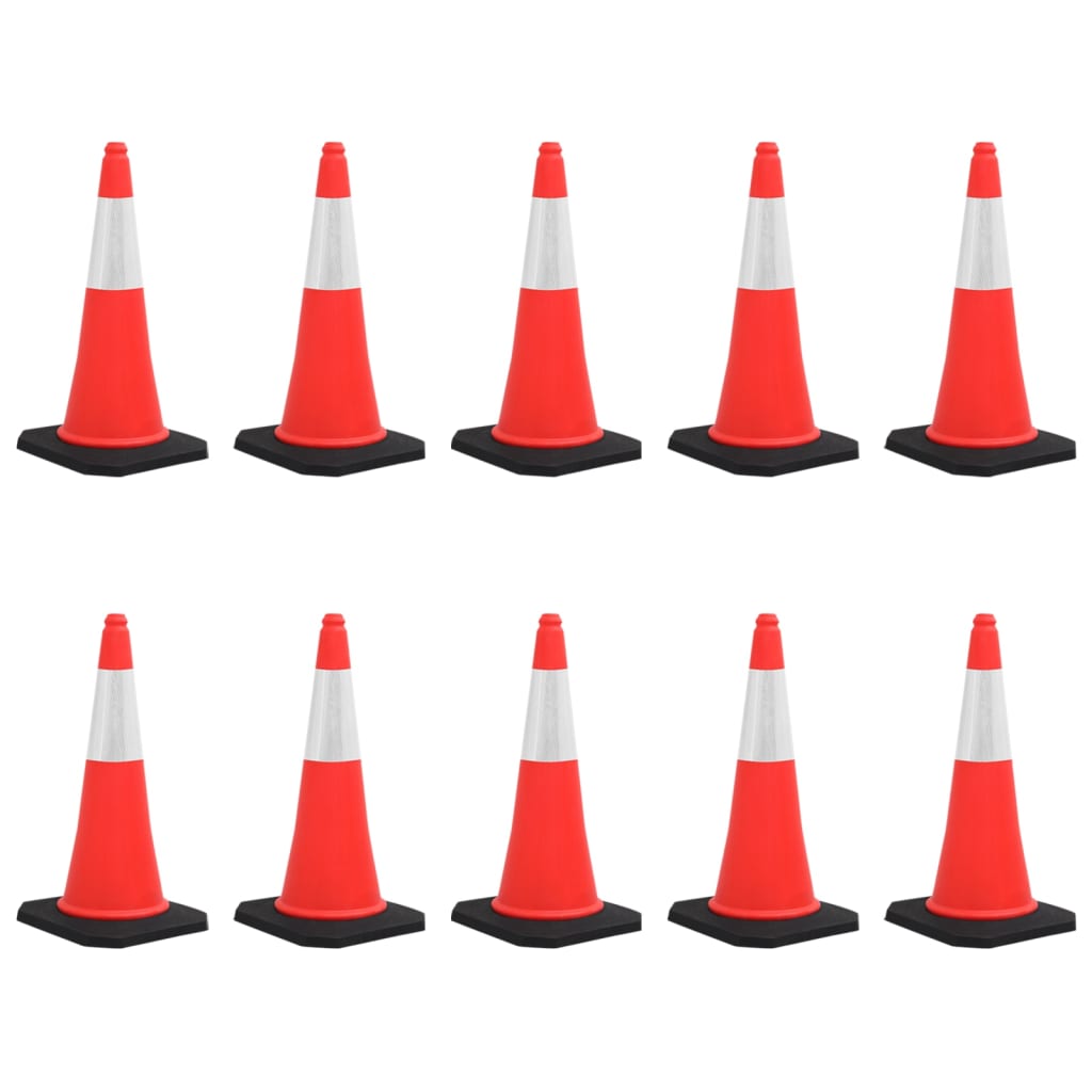 vidaXL Reflective Traffic Cones with Heavy Bases 10 pcs 75 cm