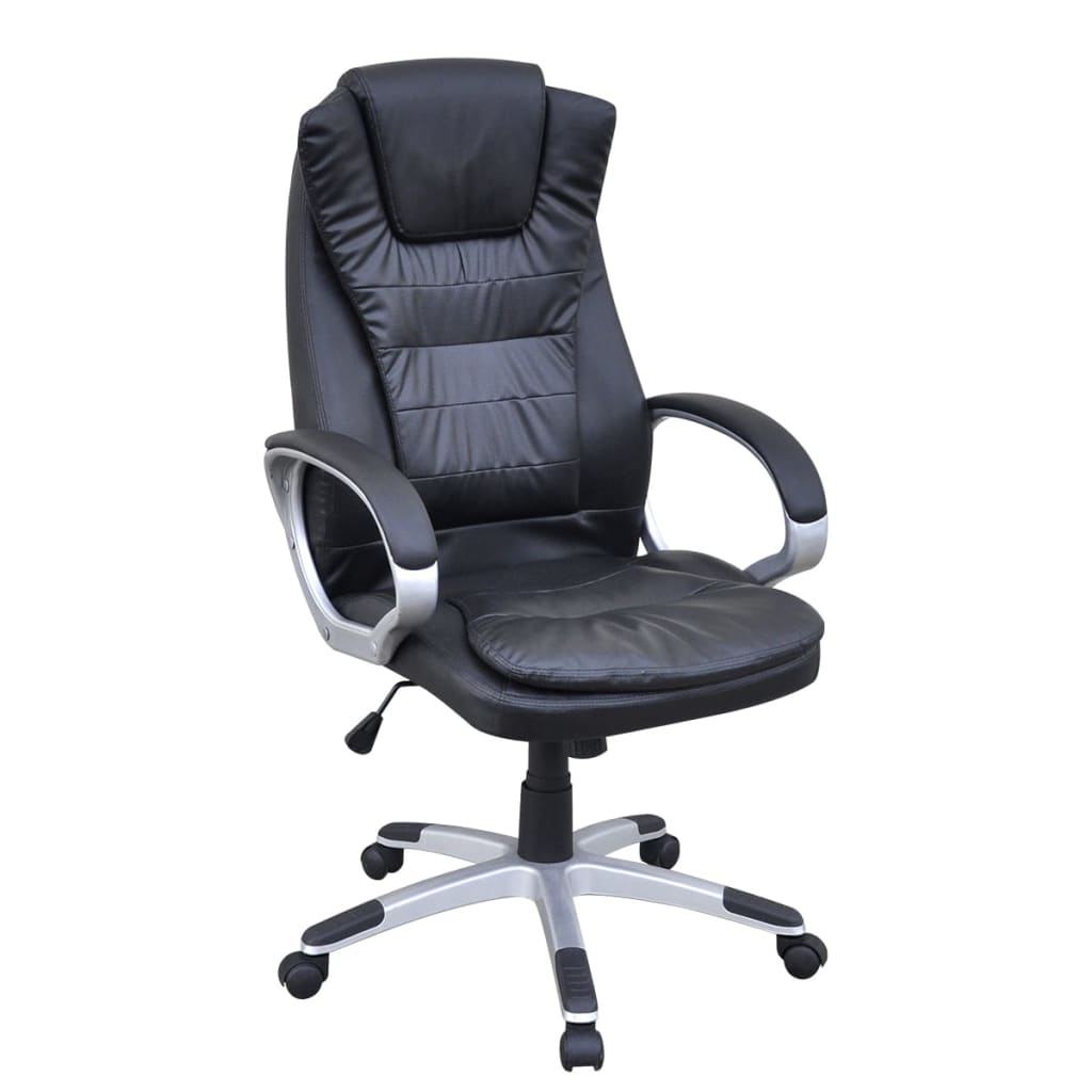 Black Artificial Leather Office Chair