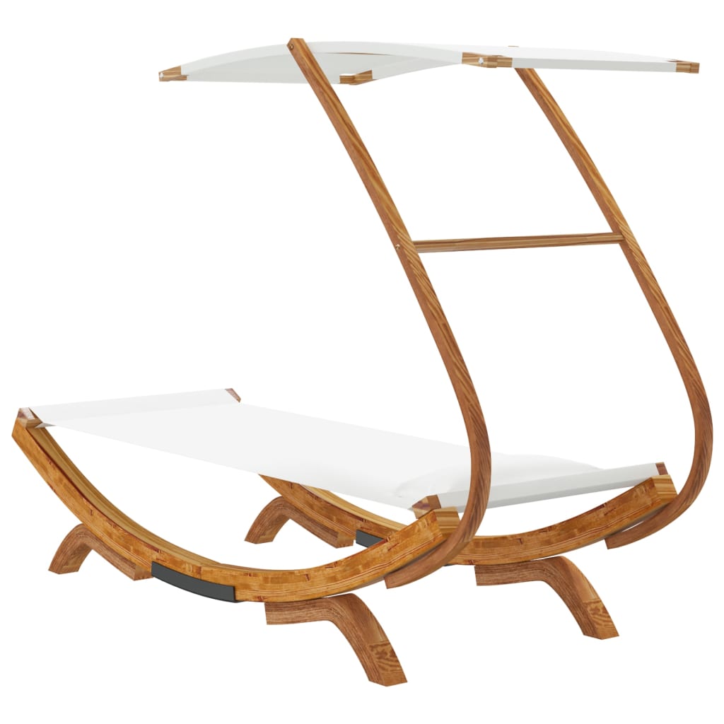 vidaXL Outdoor Lounge Bed with Canopy 100x190x134 cm Solid Bent Wood Cream