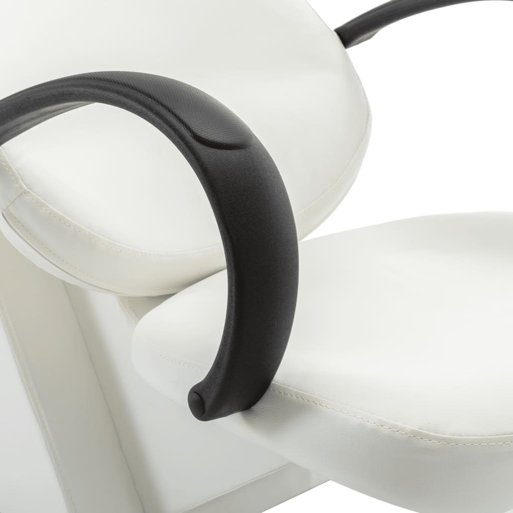 vidaXL Salon Shampoo Chair with Washbasin White Faux Leather