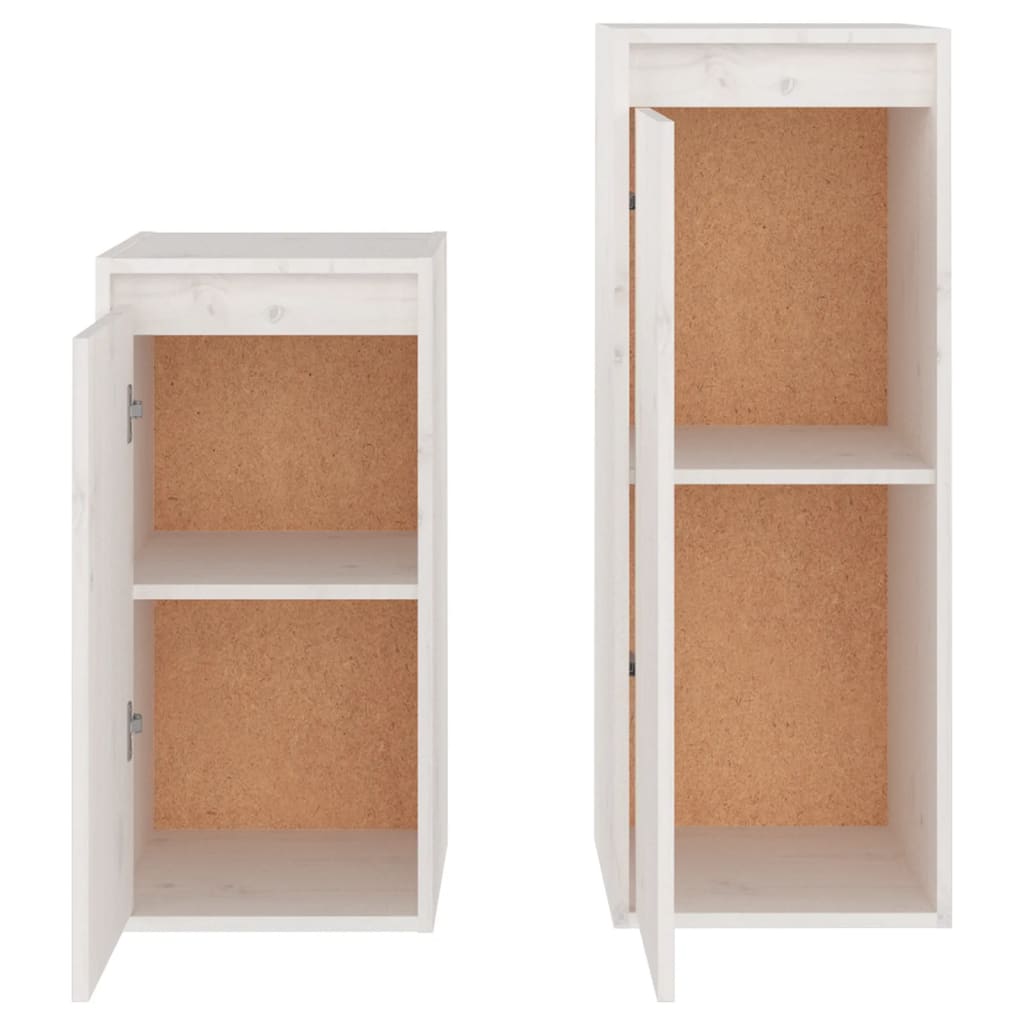 vidaXL TV Cabinets 2 pcs White Solid Wood Pine