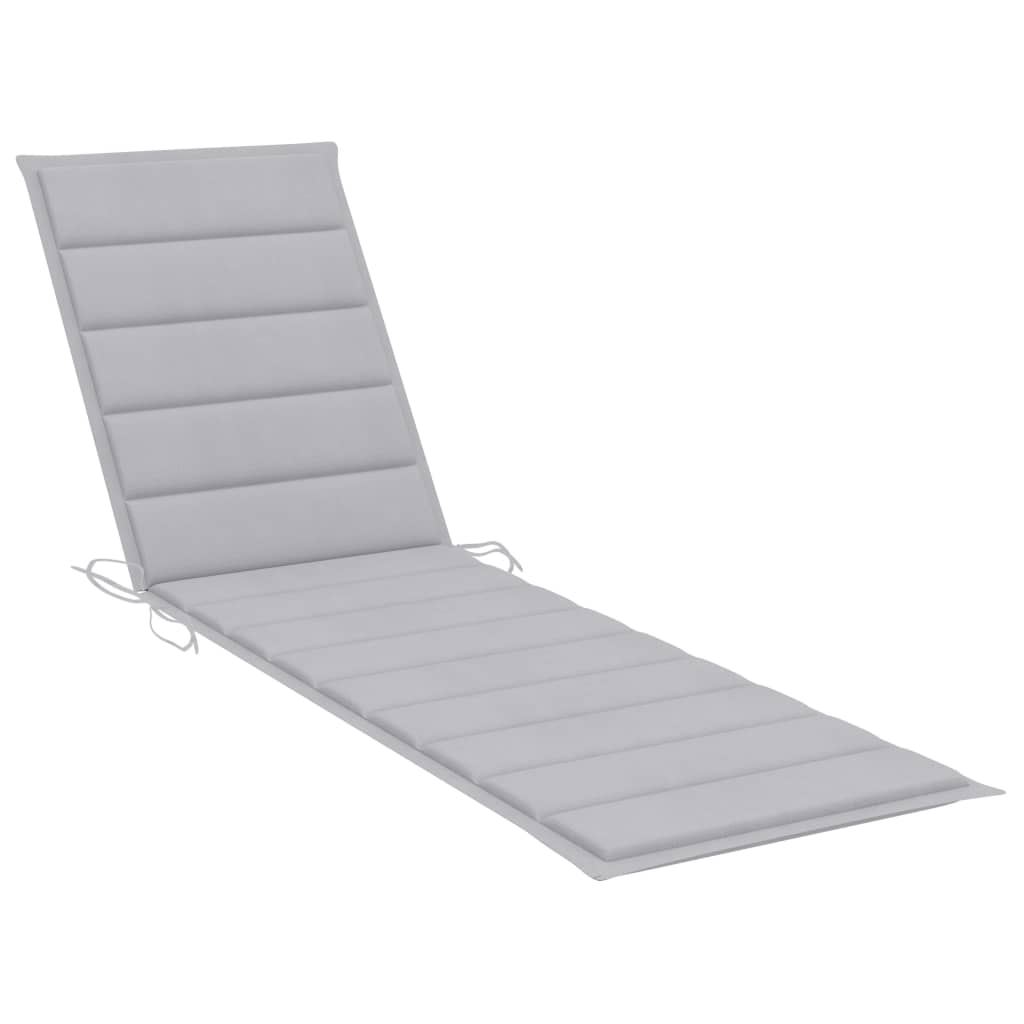vidaXL Sun Lounger with Grey Cushion Solid Teak Wood