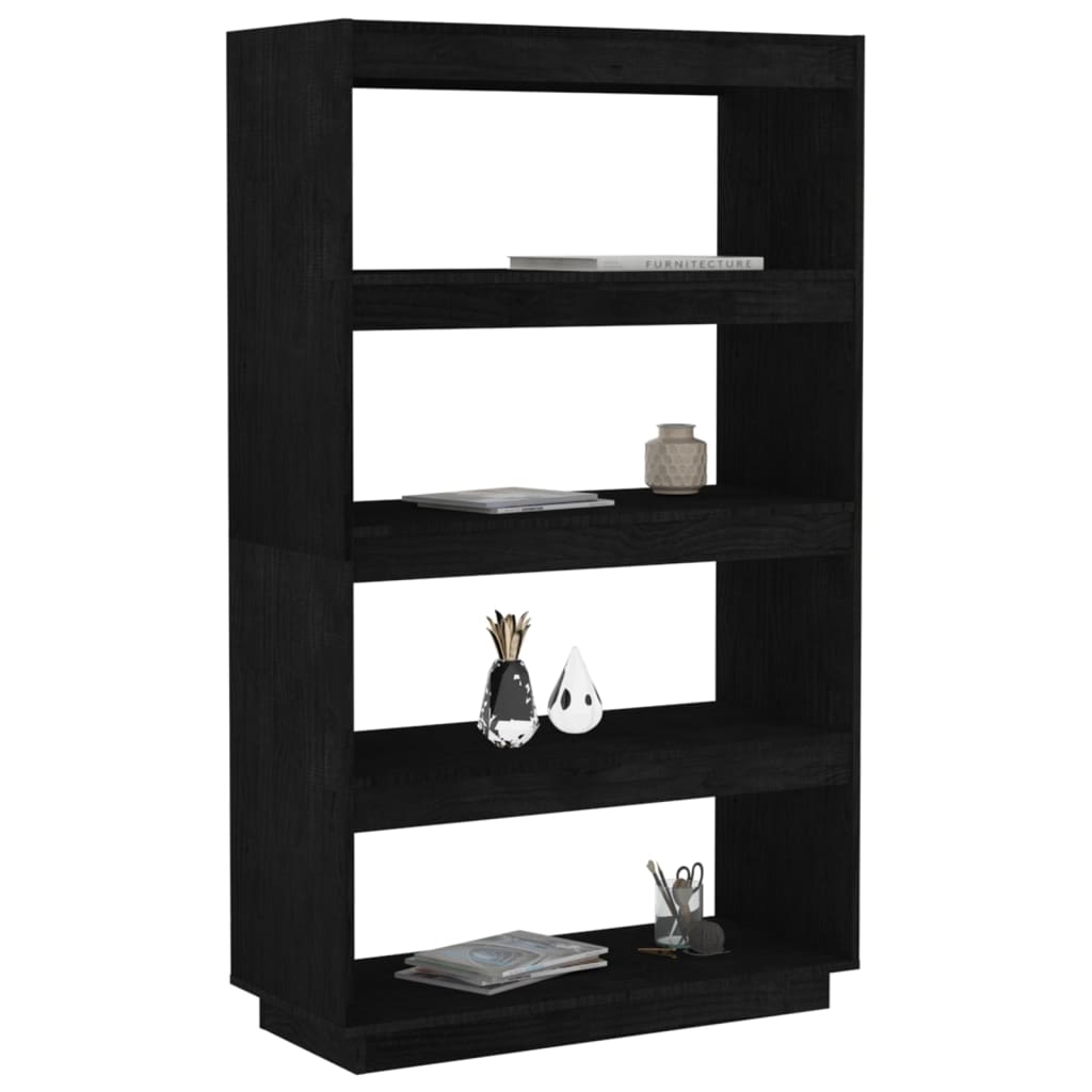 vidaXL Book Cabinet/Room Divider Black 80x35x135 cm Solid Pinewood