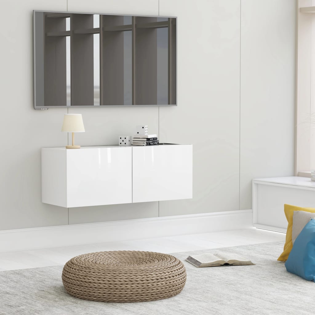 vidaXL TV Cabinet High Gloss White 80x30x30 cm Engineered Wood